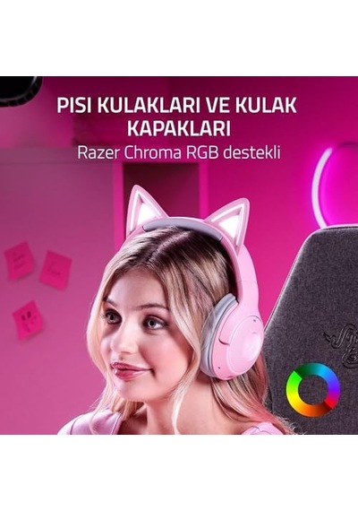 Kraken Kitty V2 Bt - Kitty Kulaklı Kablosuz Bluetooth Rgb Kulaklık Bluetooth 5.2, Triforce 40 Mm Sü