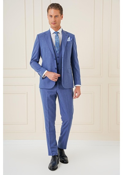 Efor Tk 903 Slim Fit İndigo-mavi Klasik Takım Elbise İndigo
