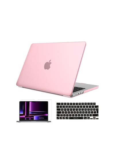 NovStrap Apple Uyumlu MacBook Pro 2023 M2 14.2 inc A2779 Parlak Kılıf + Siyah Klavye Kılıfı + Film