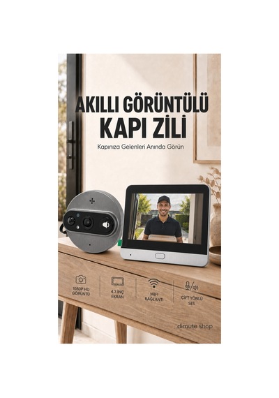 Wifi Kameralı Akıllı Kapı Zili 1080p Görüntülü Dürbün Uzaktan Kontrollü Cmr101 - 904830553