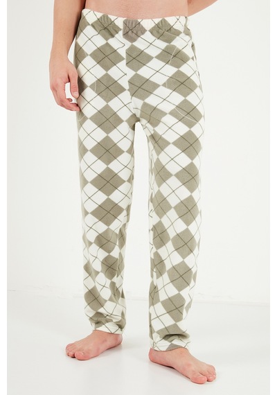Buratti Ekoseli Bisiklet Yaka Yumuşak Dokulu Polar Pijama Takımı Erkek Pijama Takımı 6097064 Gri