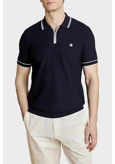 Brooks Brothers Erkek Polo Yaka Kazak Bbss26mkl007388 Lacivert Kırık Beyaz