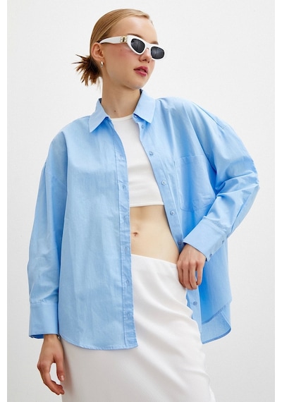 Never More Regular Fit Poplin Gömlek Açık Mavi