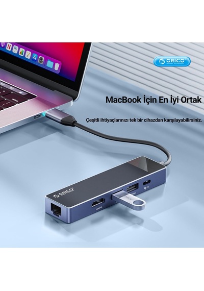 Tr Type-c Pd100w 4k 30hz Hdmı 3.5mm Jak Sd Tf Kart Okuyucu 3 Usb Portlu Hub Çoklayıcı