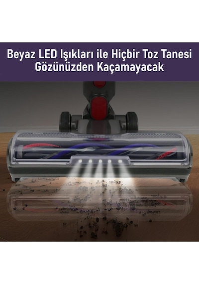 Dyson V8/v10/v11/v15 Uyumlu Yüksek Performanslı Valkyrie Elektrikli Döner Işıklı Zemin Fırçası Başlığı