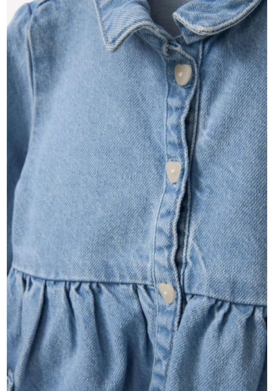 Defacto Uzun Kollu Jean Elbise Kız Bebek H0372a526smnm39 Mavi-nm39