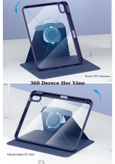 Apple Uyumlu 10 9 Inc nesil 360 Dönebilen Standlı Pino iPad Tablet Kılıfı Kılıf