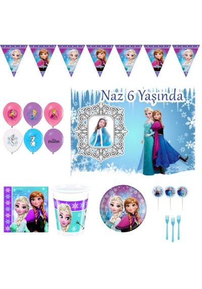 16 Kişilik Frozen Elsa Karlar Ülkesi Doğum Günü Setleri, Parti M +3