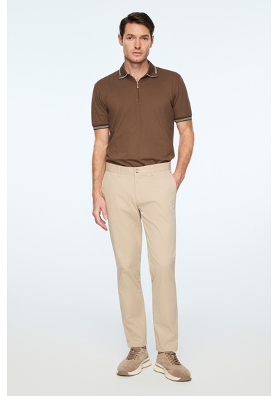 Morven Erkek Bej Pamuk Trend Düz Slim Fit Chino Pantolon 26ys003007653 Bej