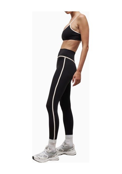 Because Of Alice Base Contrast Trim Leggings Yüksek Bel Şekillendirici Kadın Tayt Siyah