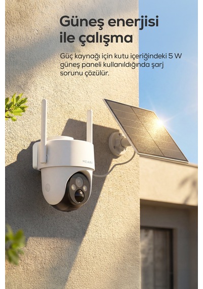 N2 Dış Mekan Kablosuz Wi-fi Ptz Dahili Solar Şarjlı Akıllı Güvenlik Kamerası 2k, 3mp, 5200mah, Gec