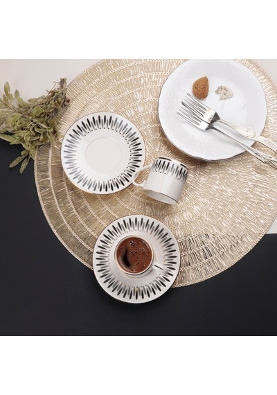 Porser Palm 4 Parça Kahve Fincan Takımı Siyah