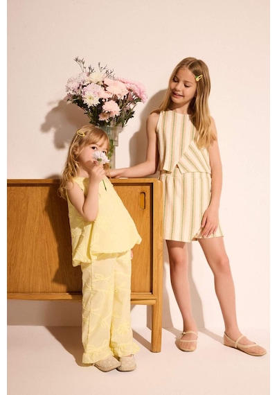 Defacto Wıde Leg 3d Poplin Pantolon Kız Bebek H4737a526smyl149 Sarı-yl149