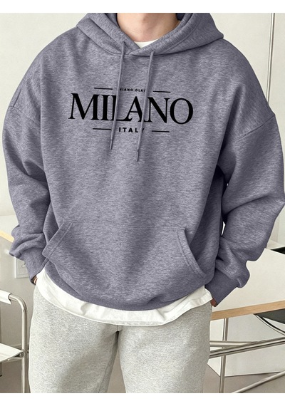 Startmore Startmoremiano Olait Milano İtalya Baskılar Temel Giysiler Sokak Giyimi Çift Polar Günlük Giyim Sokak Gri