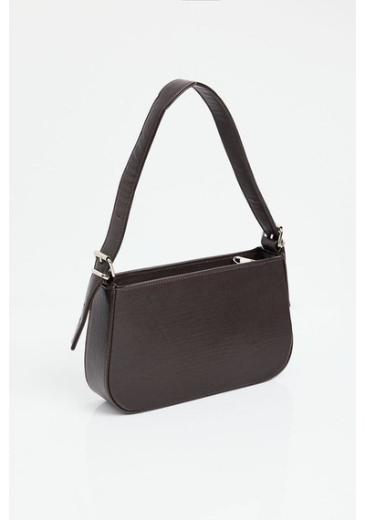 Lovelystore Düz Baget Astarlı 3 Gözlü Basic Omuz Çantası 27x15 Acı Kahverengi