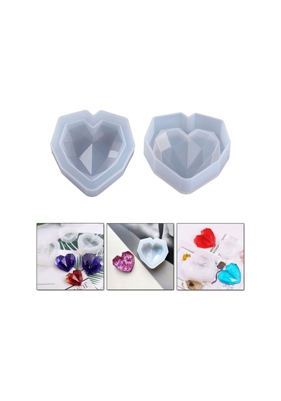 Tahtakale Toptancı Epoksi, Mum, Taş Tozu 3d Geometrik Kalp Silikon Kalıbı 5.7 Cm