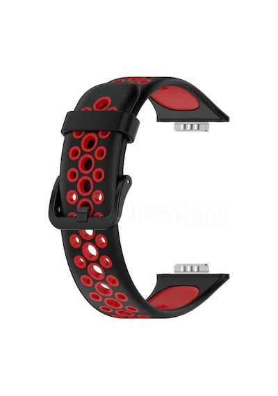 Newface Huawei Watch Fit 2 Spor Delikli Kordon - Siyah-kırmızı