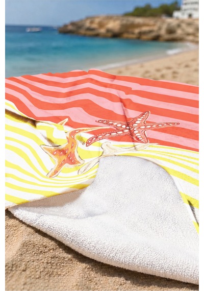 Deniz Yıldızı Çizgili Marine Plaj Havlusu-tropikal Modern Renk Bloklu Hızlı Kuruyan Mikrofiber Havlu Çok Renkli