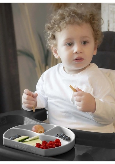 Babyjem Vakum Tabanlı Silikon Tabak Gri
