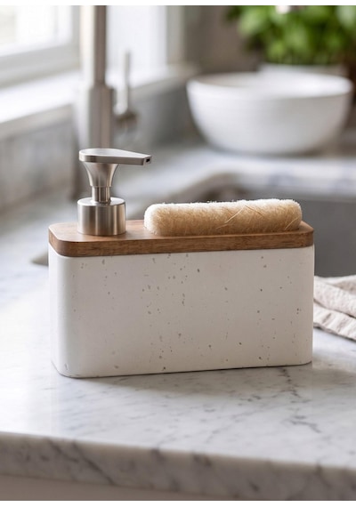 The Mia Travertine Süngerli Sıvı Sabunluk Beyaz 420 Ml