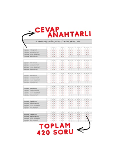 2.sınıf Tüm Dersler Başarı Ölçme Seti - 6 Deneme Sınavı - 420 Soru