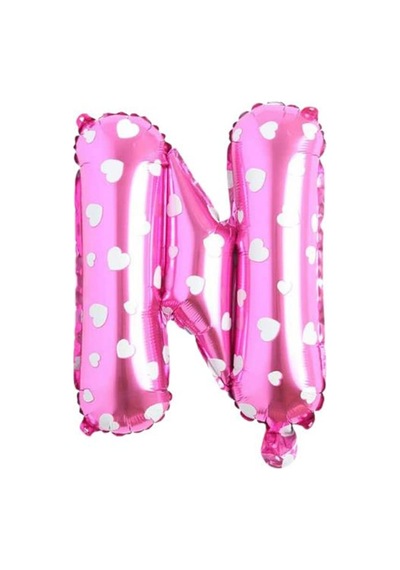 N Harfi 16 İnç Pembe Kalpli Renk Folyo Balon 36 Cm Pembe 2 Yaş Mavi