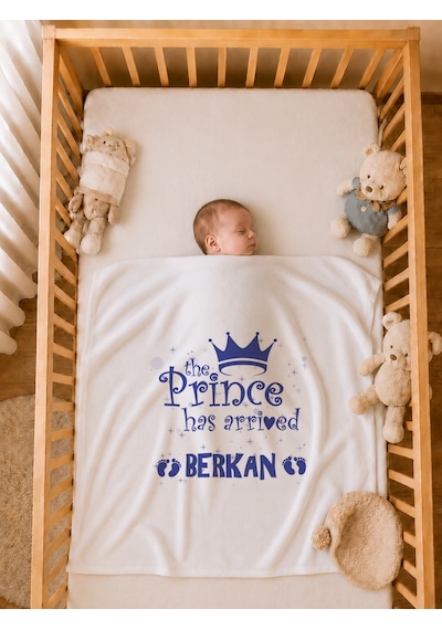Erkek Bebek Hediyesi İsme Özel 80x80 Cm Çift Kat Penye Bebek Battaniyesi %100 Pamuk Ham Bez Kıyafet Keseli 2033bkyx