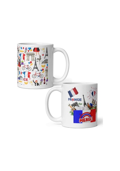 Fransa Kupa Bardak 2 Adet Seyahat Hatıra France Mug