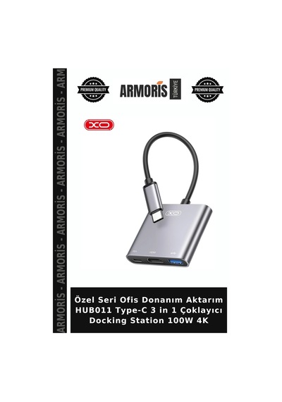Özel Seri Ofis Donanım Aktarım Hub011 Type-c 3 İn 1 Çoklayıcı Docking Station 100w 4k