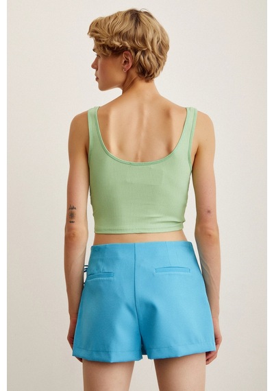 Trendquel Askılı Crop Bluz Yeşil Yeşil