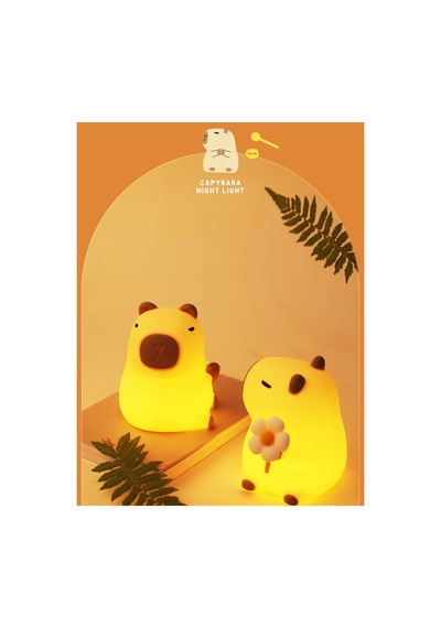 Sevimli Capybara Gece Lambası - Çiçekli Beyaz Beyaz