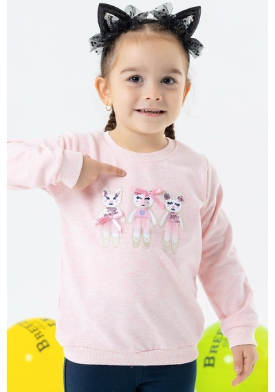 Breeze Kız Çocuk Sweatshirt Sevimli Hayvancıklar Baskılı 1.5-5 Yaş, Somon Melanj-somon Melanj Somon Melanj Breeze Kız Çocuk Sweatshirt Sevimli Hayvancıklar Baskılı 1.5-5 Yaş, Somon Melanj-somon Melanj Somon Melanj