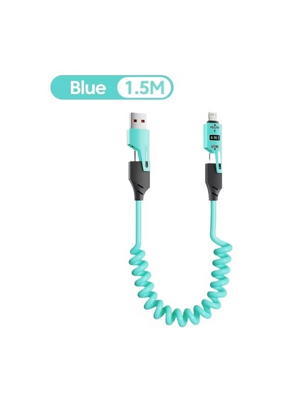 Eıma 4in1 Yaylı Esnek Hızlı Şarj Kablosu Type-c Lightning Micro Usb 65w Pd