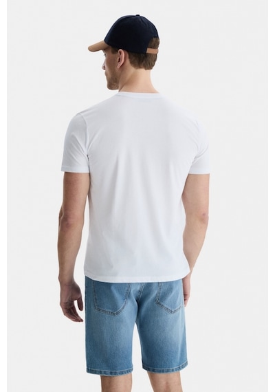 Ucla Culver Beyaz Bisiklet Yaka Baskılı Standard Fit Erkek Tshirt Beyaz
