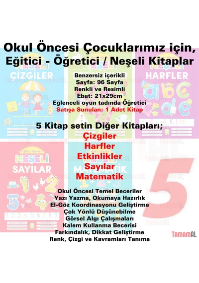 Neşeli Etkinlikler Eğitici ve Öğretici Çizgi Alıştırmaları