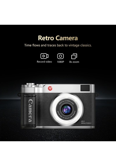 4k Çantalı Dijital Retro Video Kamera 48mp 16x Zoom Işıklı 32gb Kart Dijital Fotoğraf Makinesi Siyah Çok Renkli