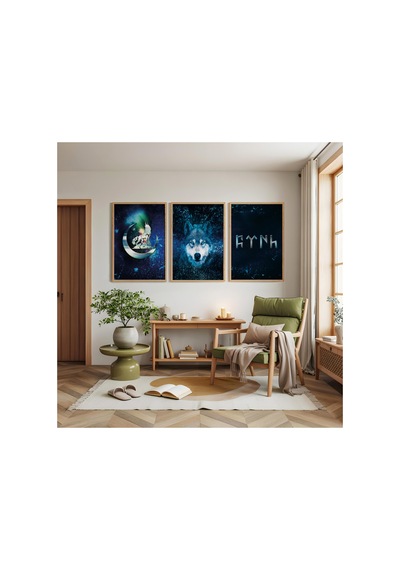 Ahşap Çerçeveli İslami Sanat Üçlü Ahşap Tablo Seti