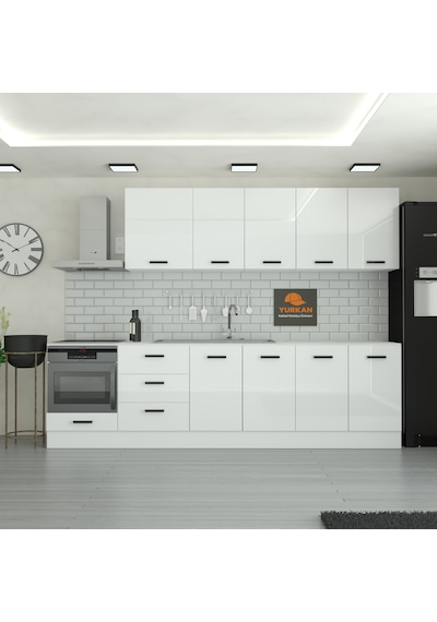 290 Cm Mutfak Dolabı Mdf Kapak Tezgah Dahil Yrkn290 97 Beyaz