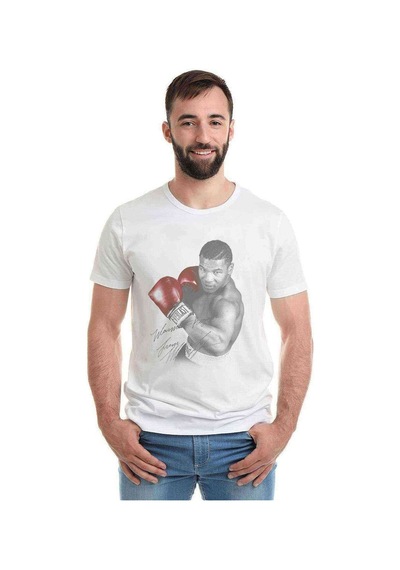 Mike Tyson İmza Baskılı Beyaz Erkek Tshirt