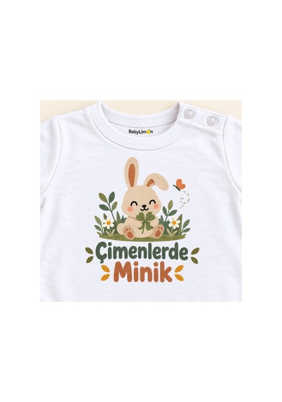 Babylimon Çimenlerde Minik Beyaz Kısa Kollu Çıtçıtlı Bebek Zıbını Beyaz - Çimenlerde Minik - 928161967 Beyaz - Çimenlerde Minik
