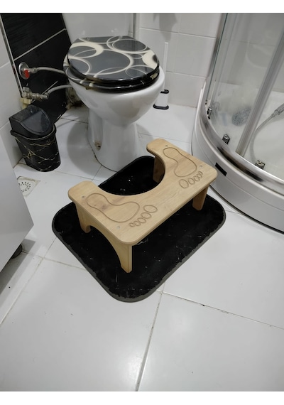 Wc Çömelme Ayak Taburesi, 45x28cm Yükseklik18 Cmbasamak Taburesi Açık Ahşap