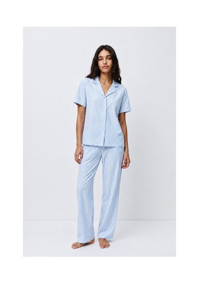 Fit Women Standart Boy Elastanlı Mavi Pijama Takımı