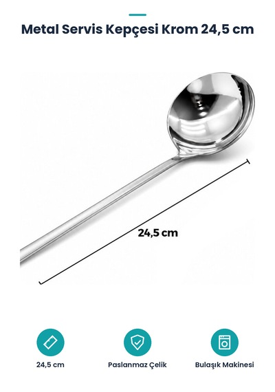 Metal Servis Kepçesi - Krom - 24.5 Cm
