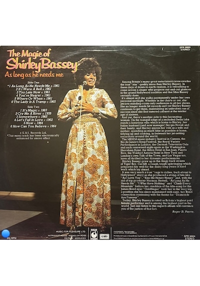 The Magic Of Shirley Bassey - As Long As He Needs Me - Mfp 5230 Orijinal İngiliz Baskı Lp