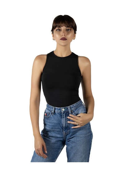 Terapi Men Siyah Fitted/vücuda Oturan Crop Halter Yaka Spor Bluz Atlet Siyah