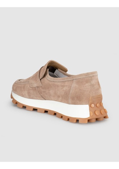 Monamae Krem Süet Deri Kadın Loafer Sneaker Ayakkabı