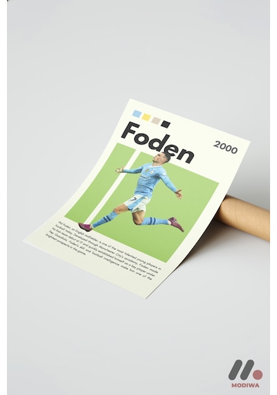 Foden Futbol Posteri, Çerçevesiz Yüksek Kalite Duvar Afişi - Spor Severlere Hediye