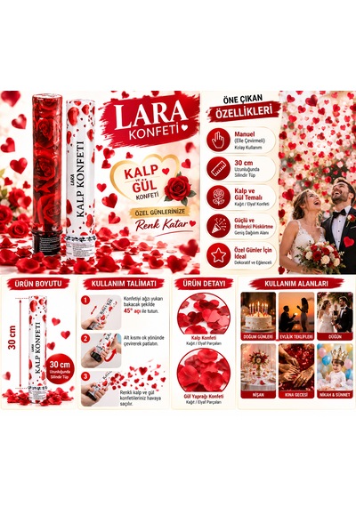 Lara Konfeti - 30 Cm Güllü 3+ Yaş