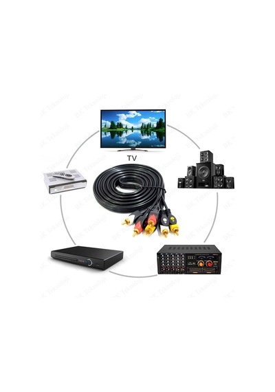 3RCA Erkek 3 RCA Erkek Kompozit Ses Video AV Kablosu - 5 Metre