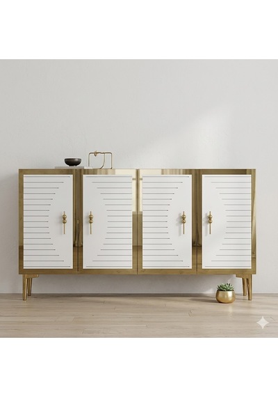 Ka1207bg Tuna Konsol Ve Tv Sehpası Beyaz-gold 120cm